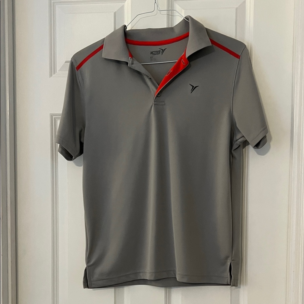 Old Navy Gray Polo Shirt with Red Highlights